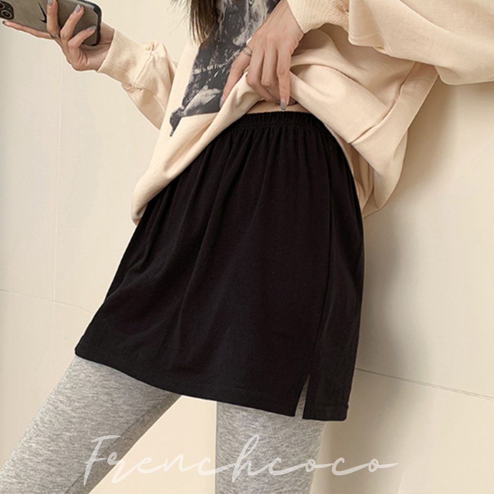 프렌치코코 레이어드 옆트임 이너스커트 페이크 티셔츠 레이어드티 - 상품 이미지