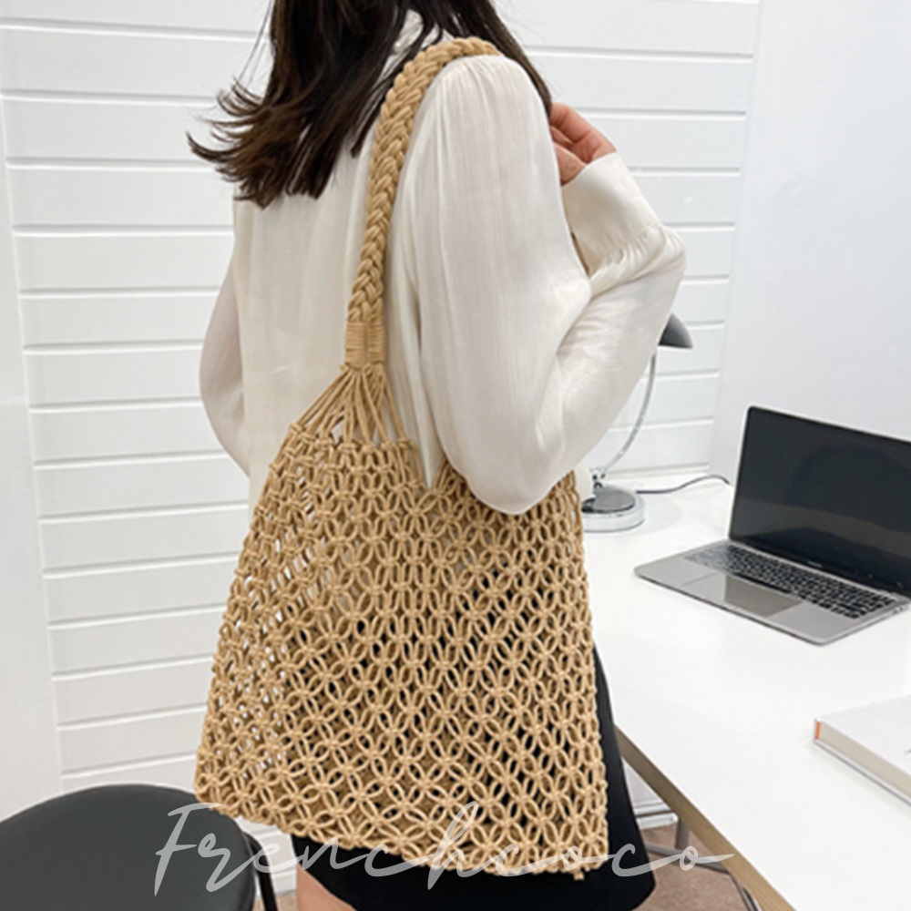 프렌치코코 면사 짜임 숄더백 비치 데일리백 여름 네트백 그물가방
