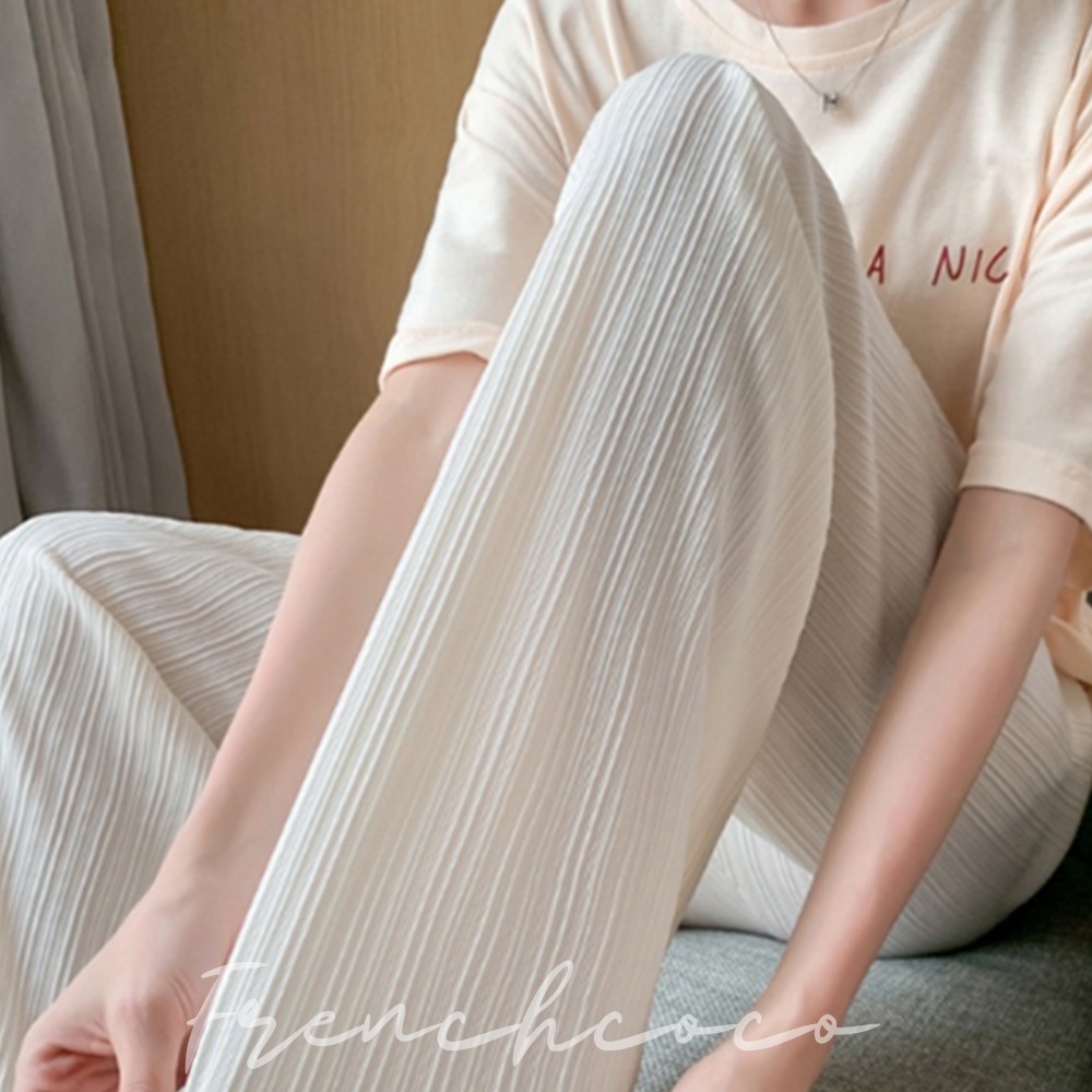 프렌치코코 찰랑 와이드팬츠 허리밴딩 일자핏 긴바지 - 상품 이미지