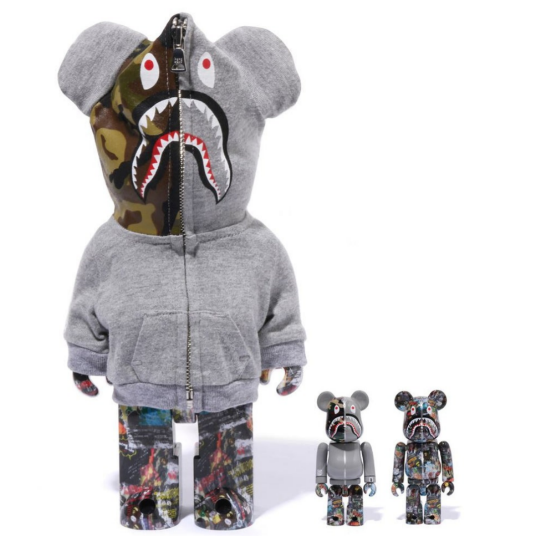 베이프 베어브릭 LEGACY CAMO SHARK BE@RBRICK 100%&400% 4월 신상 1K73-185-905 - 상품 이미지