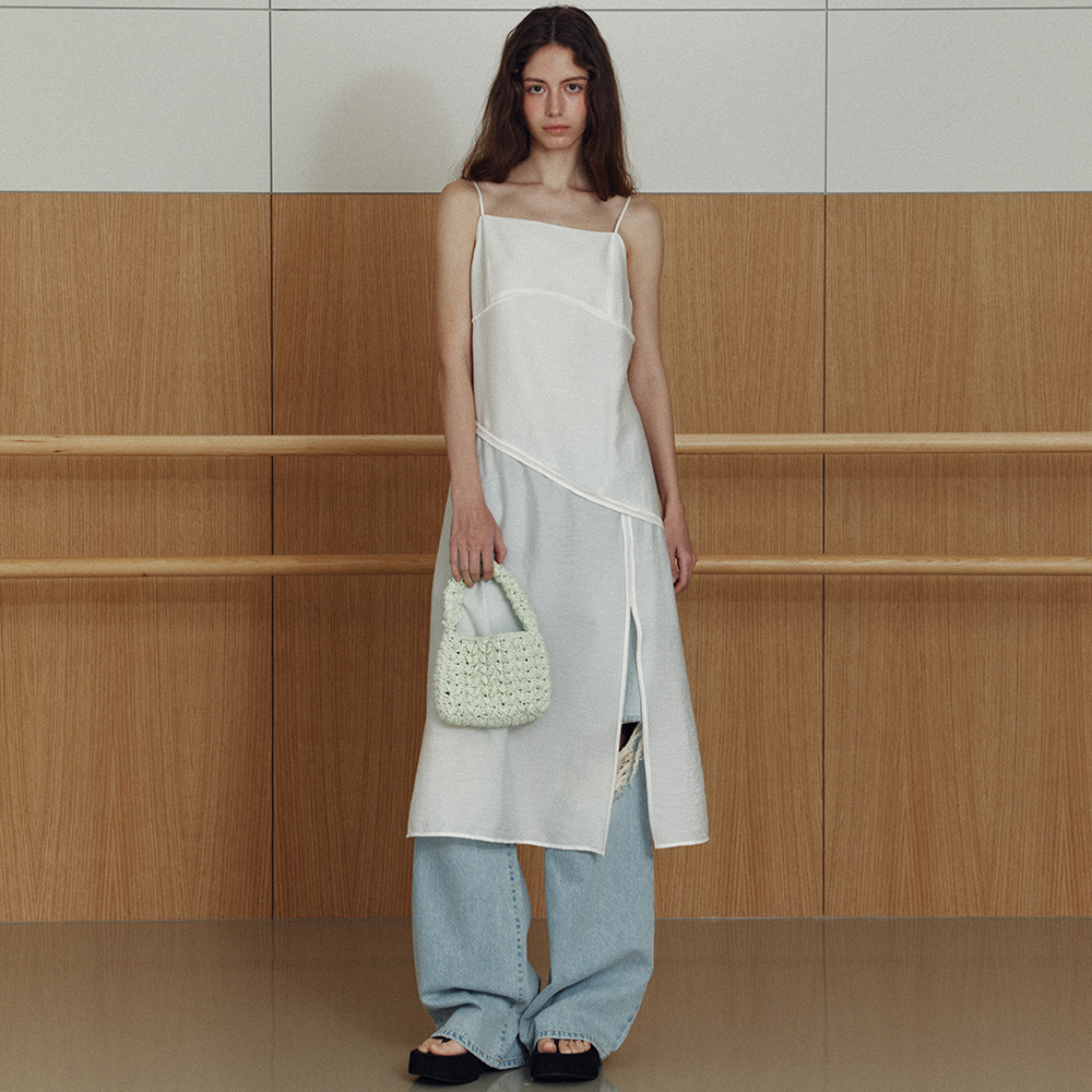 sheer slit layered ops (cream) - 상품 이미지