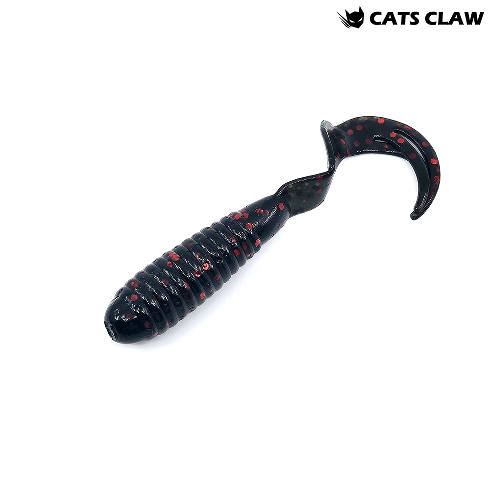 캣츠크로우 트리플그럽 꺽지웜 쏘가리웜 007 블랙 레드, 7.6cm(3인치) - 상품 이미지