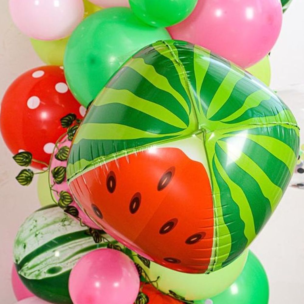 생일 파티 풍선 레드 컬러 수박 플루트 벌룬 장식용 : 에스텍솔루션