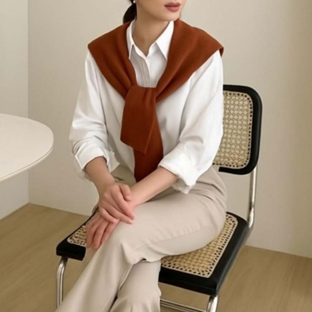 어깨숄가디건 걸치는 니트숄 캐시미어 페이크가디건 이미지 8