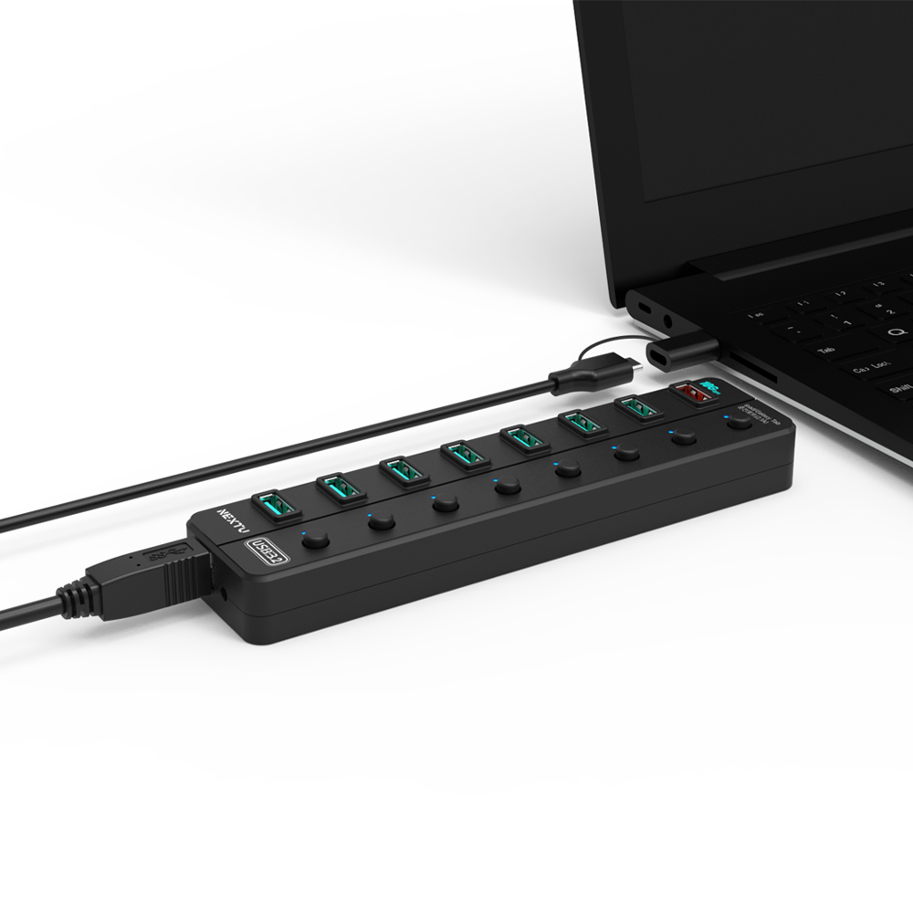 넥스트유 8포트 USB 3.2 A타입 Gen2 10G 유전원 멀티허브 UH358 - 상세 이미지 3