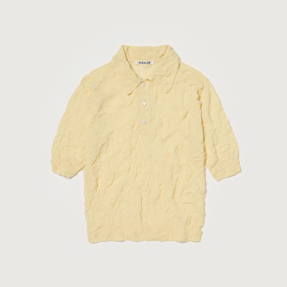 오라리 우먼즈 니트 WRINKLED WOOL POLYESTER HIGH GAUGE KNIT POLO 25SS 반팔 카라티 - 상세 이미지 2