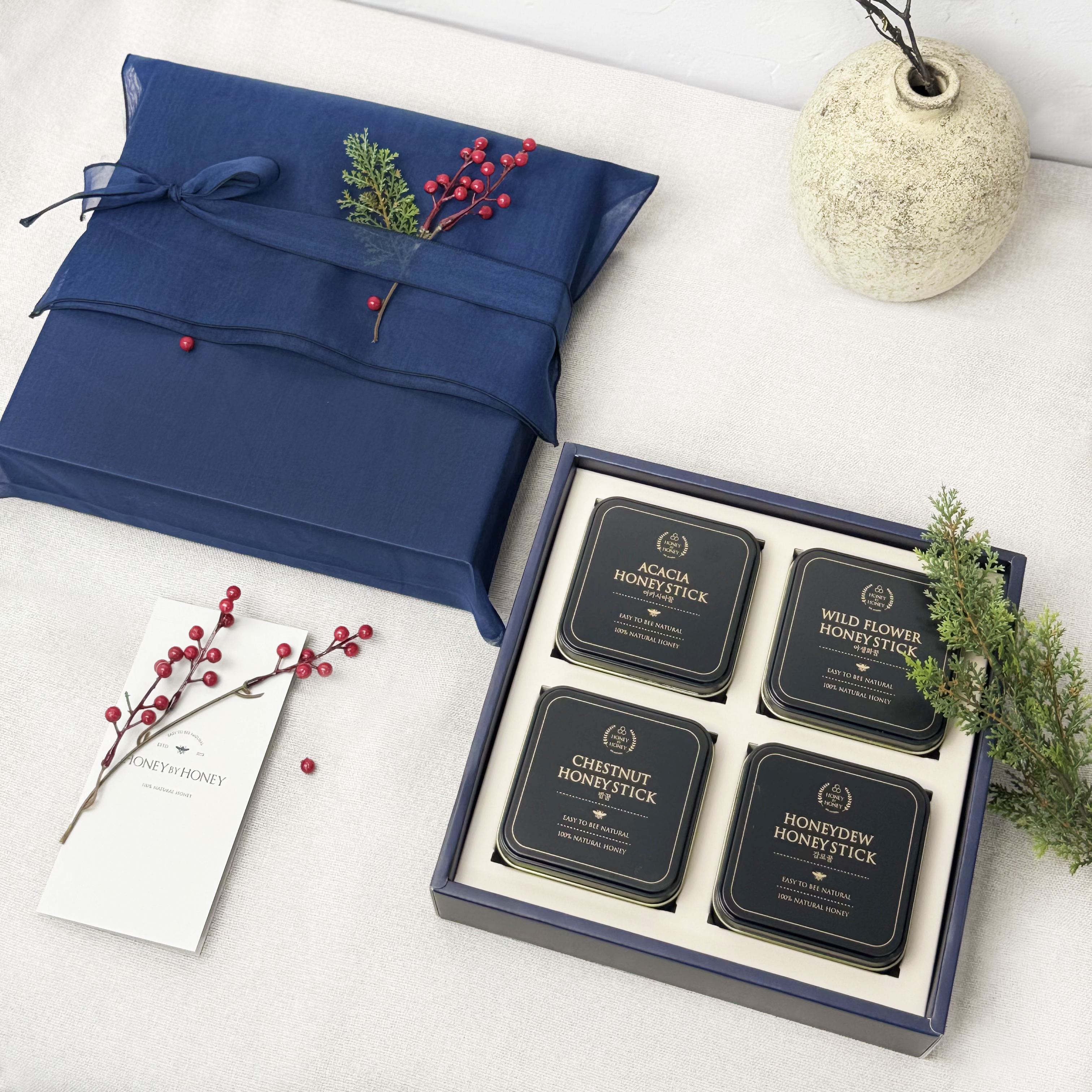 허니바이허니 국산 벌꿀 스틱 부모님 교수님 선물 세트 60포입 아카시아 야생화 밤