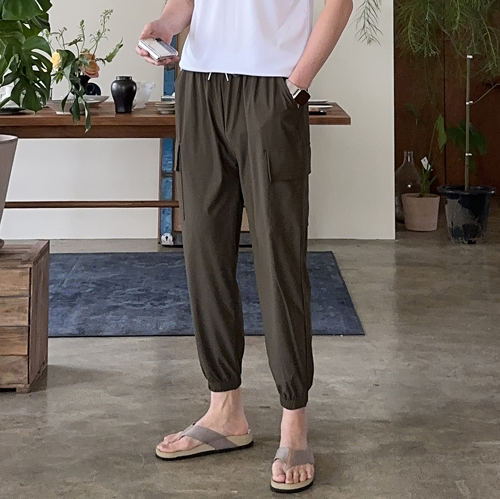 남자 여름바지 아이스 카고 조거 팬츠 9부 남자 냉장고바지