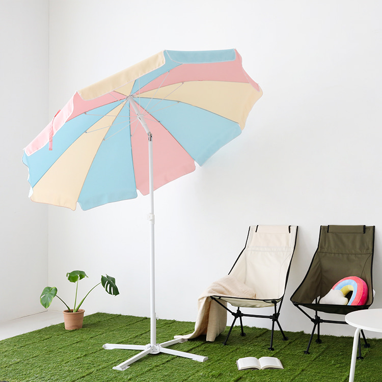 ROMIL 파라솔 멀티컬러 + 캠폴 야외 접이식테이블 4인세트 의자일체형