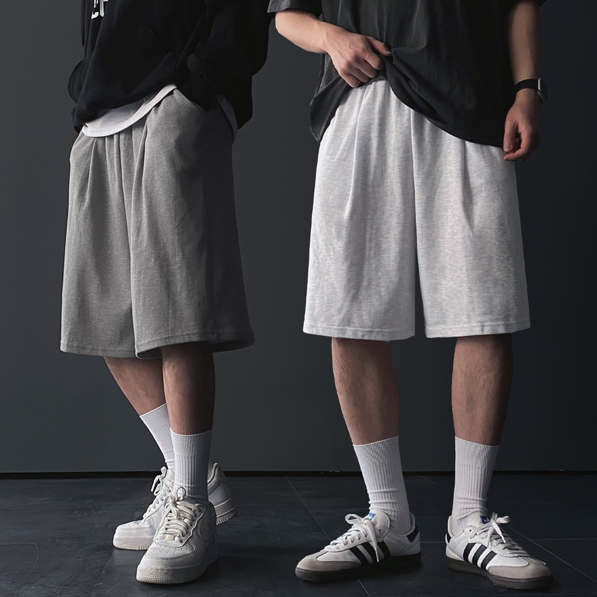 1+1 남자와이드반바지 벌룬팬츠 남자버뮤다팬츠 - 상품 이미지