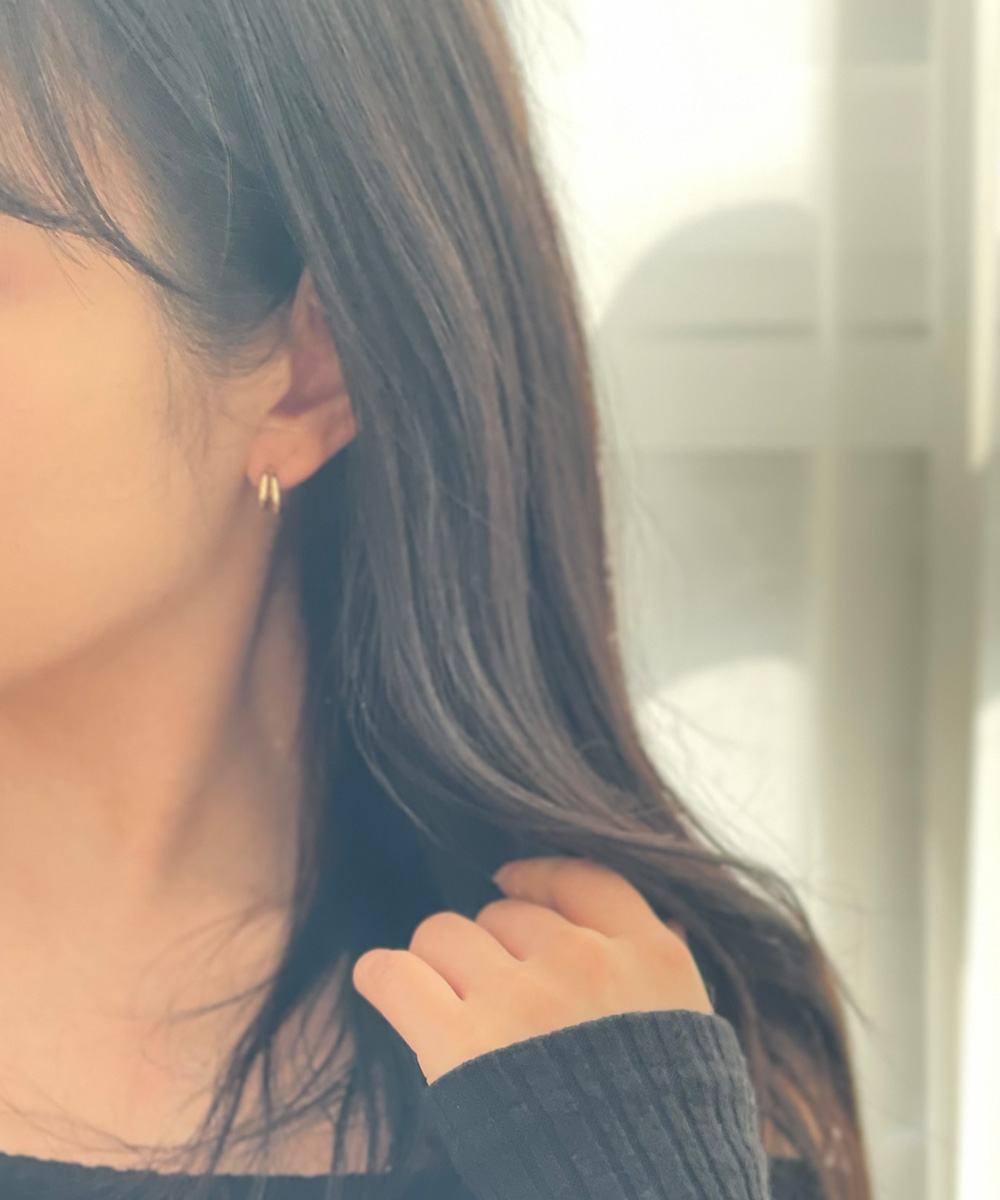 14K 18K 투링 슬림 원터치 링 심플 데일리 귀걸이 이어링 - 상세 이미지 4