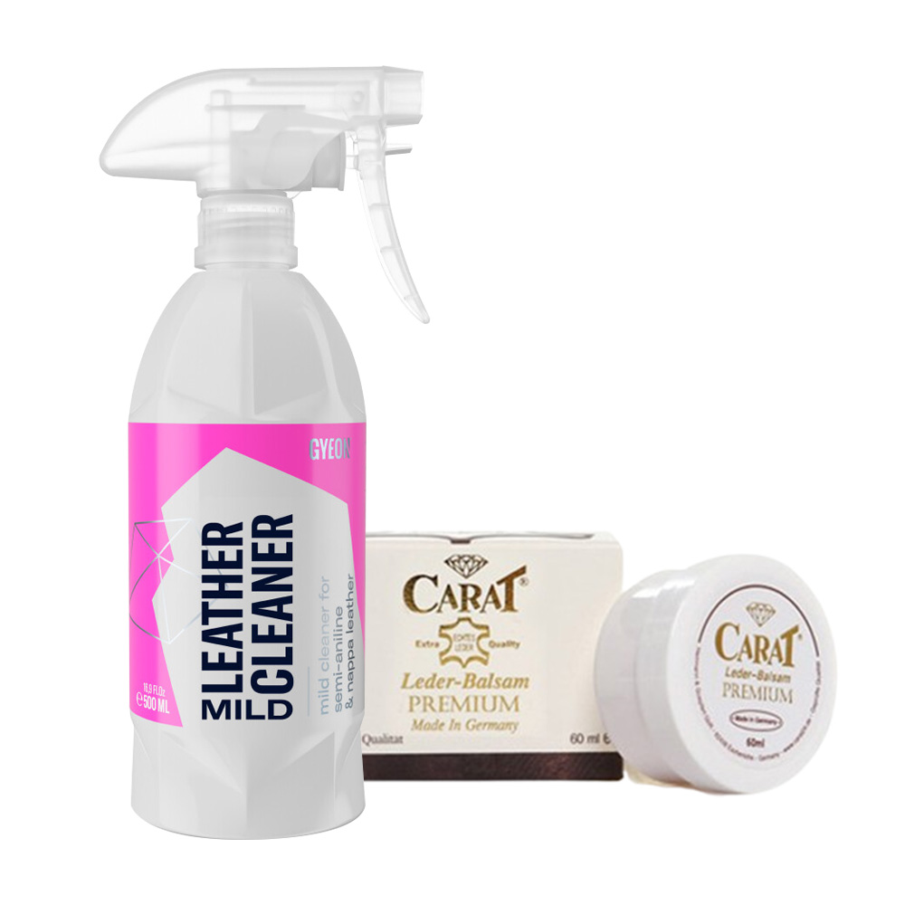 기온쿼츠 Q2M 레더클리너 마일드 내추럴 500ml  + 캐럿 프리미엄 가죽 보호제 60ml - 상품 이미지
