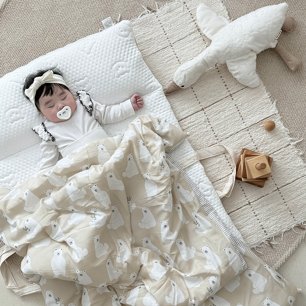 사계절 간절기용 듀라론 모달 아기 유아 어린이집 일체형 낮잠이불 차렵이불 핑크펭귄 풀세트 - 상세 이미지 5