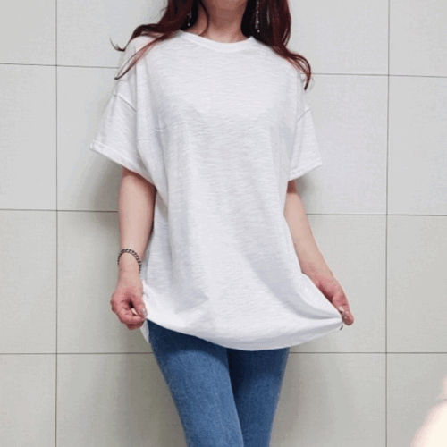 (국산면원단/국내자체생산) T1047 NEW 무지 슬라브 박스 반팔 티셔츠 20대30대여성의류 - 상품 이미지