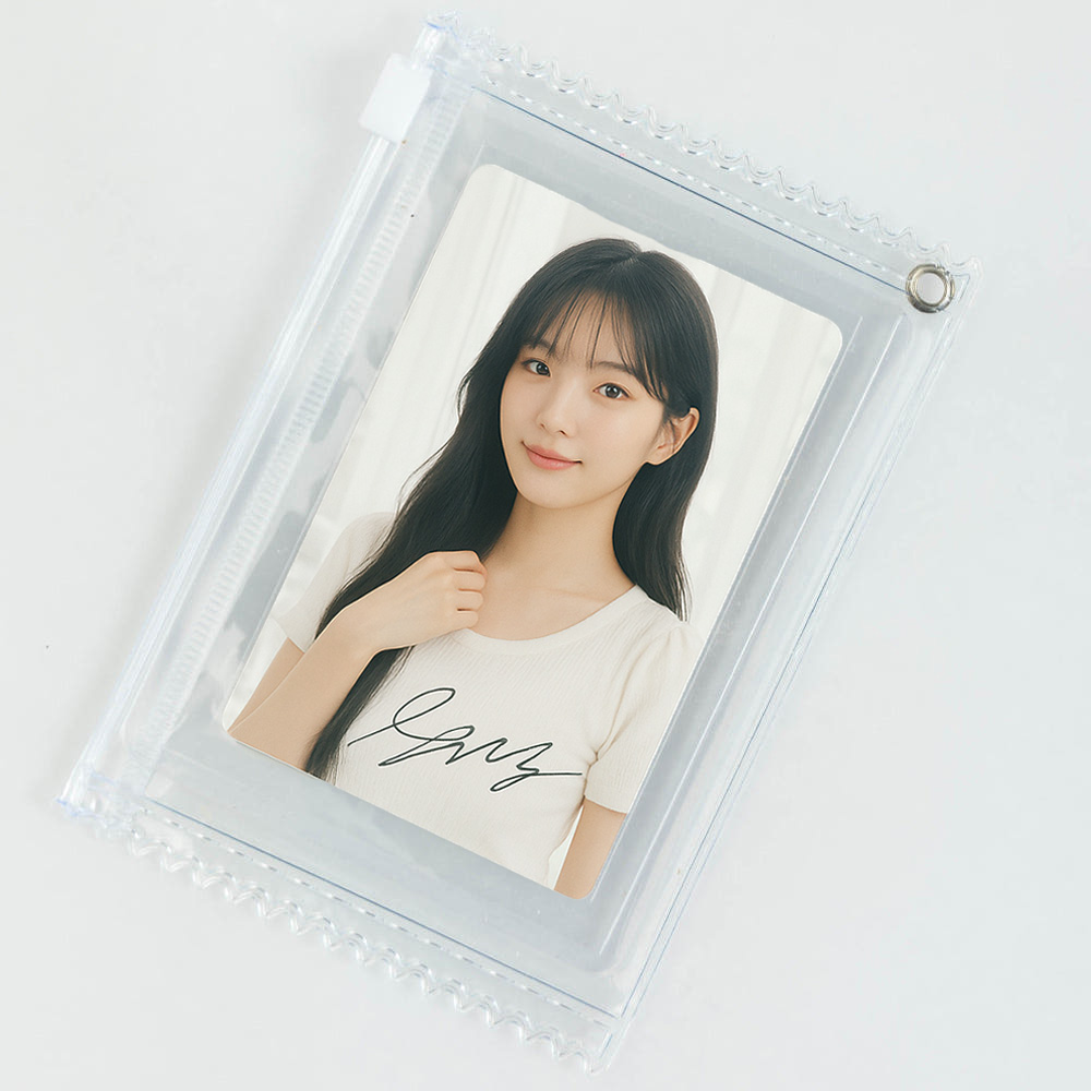 포카 투명 지퍼백 포토카드 키링 군번줄 포함 - 메인 이미지