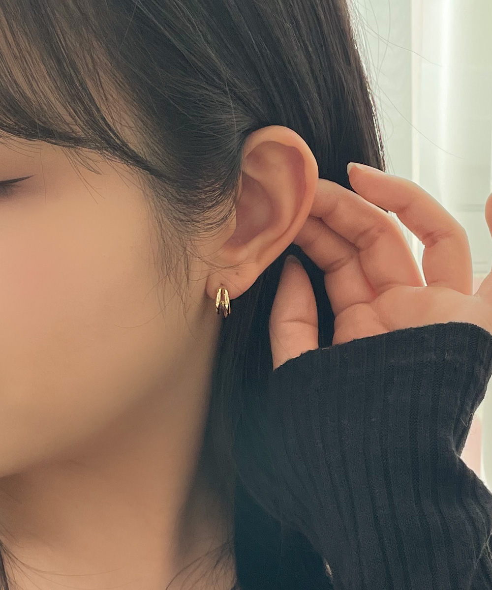 14K 18K 투링 슬림 원터치 링 심플 데일리 귀걸이 이어링 - 상세 이미지 2