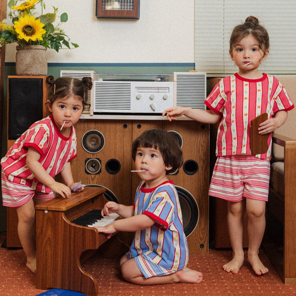 오우아스튜디오 아기 내복 반팔 상하의세트 여름 아동 실내복 2color