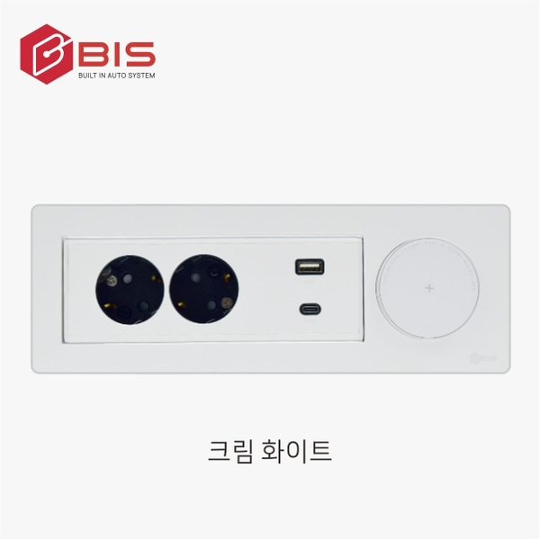 BIS 빌트인콘센트 가구 매립 2구 콘센트 USB 무선충전 BID-N202MWF 화이트 - 상세 이미지 2
