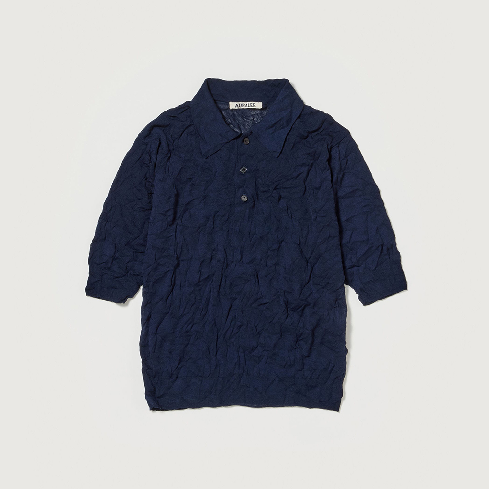 오라리 우먼즈 니트 WRINKLED WOOL POLYESTER HIGH GAUGE KNIT POLO 25SS 반팔 카라티 - 상세 이미지 3