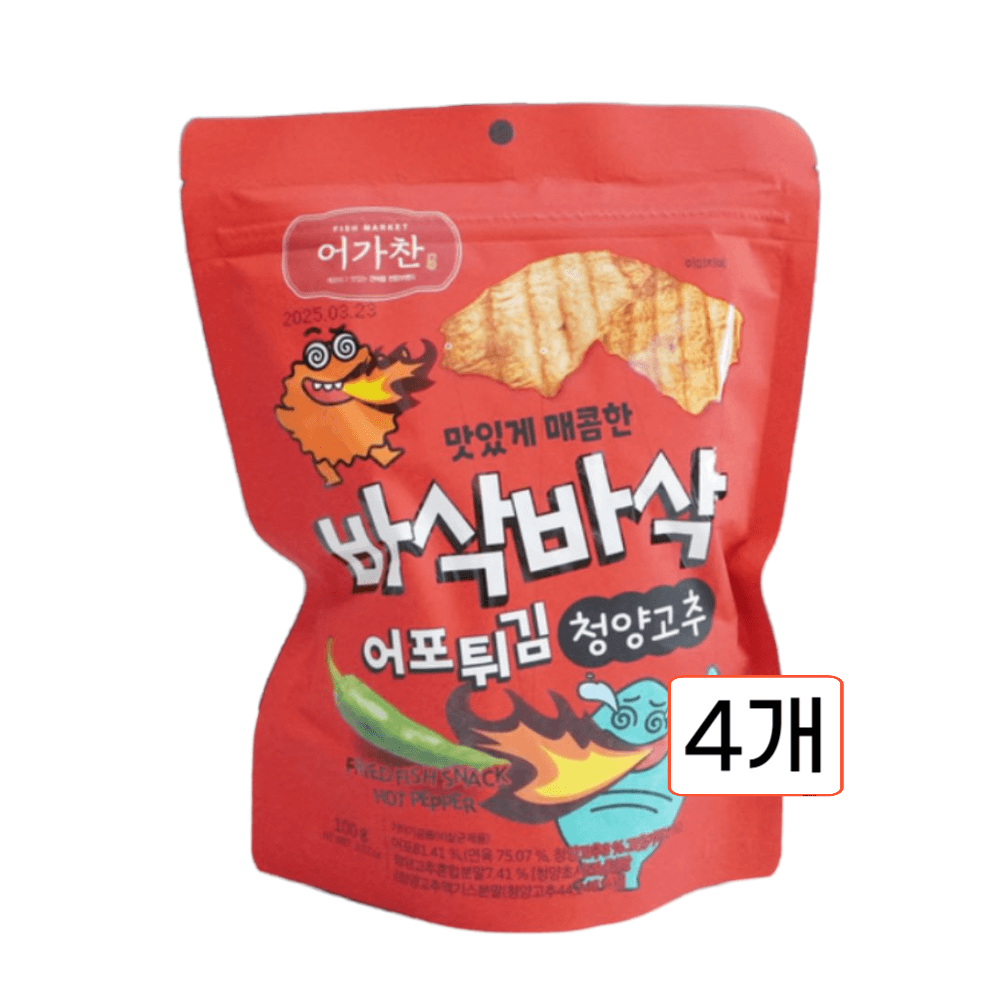 광천김 어가찬 바삭바삭 어포 튀김 청양고추맛 100g 4개 : 일동상사