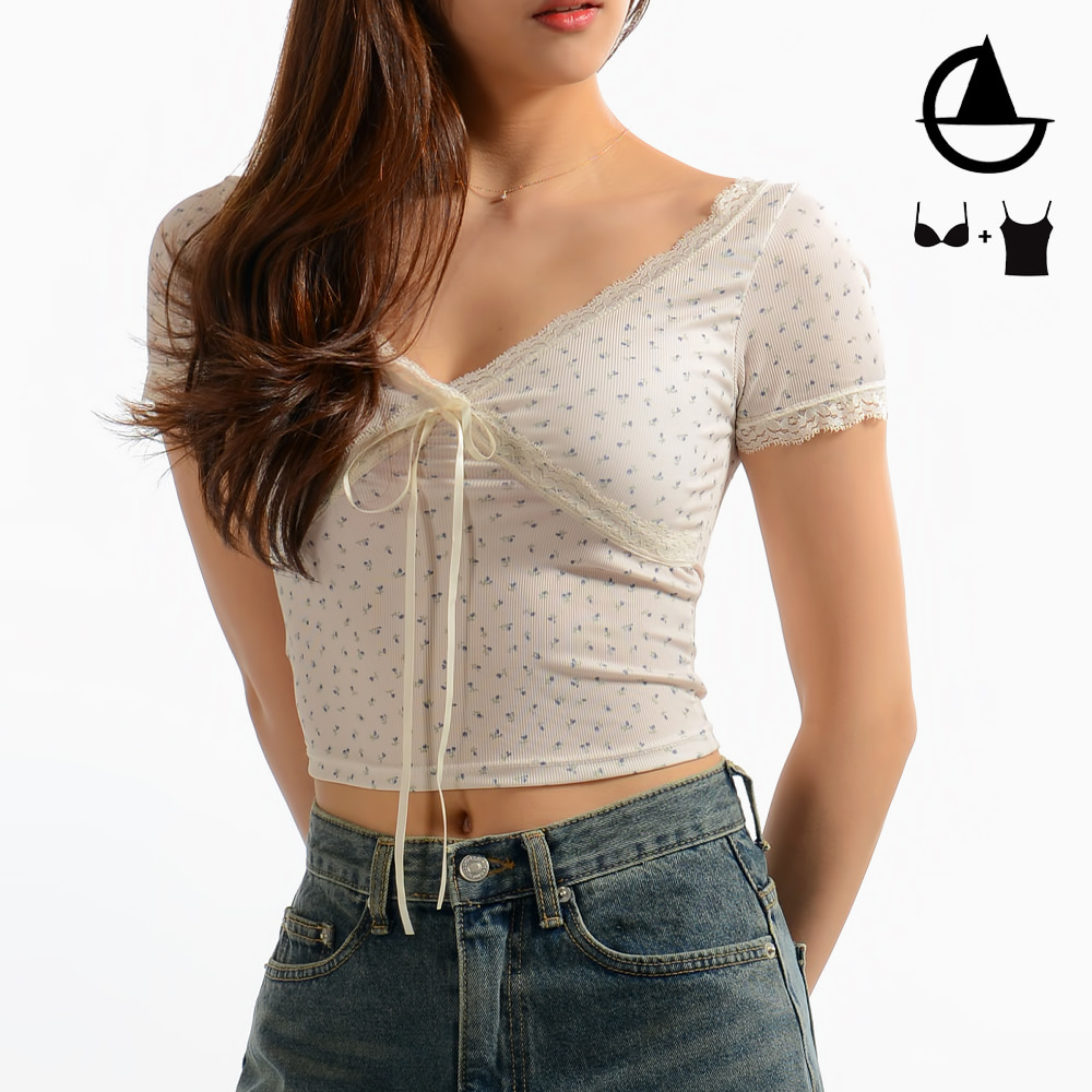 그리니치 인패드 미니플라워 인패드 크롭티 브라탑 요가복 rs7082 이미지 6