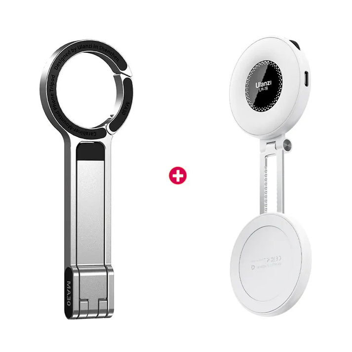 울란지 맥세이프 마그네틱 셀카봉 삼각대+조명 키트 (LM19 조명 + MA30 실버)