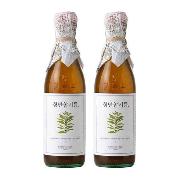 [전라도청년] 저온압착 100통참깨 청년참기름350ml x 2병 : 비유니
