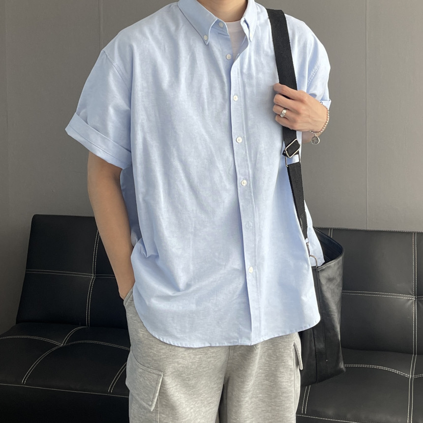 남자오버핏남방 옥스포드셔츠 남자하늘색셔츠 이미지 7
