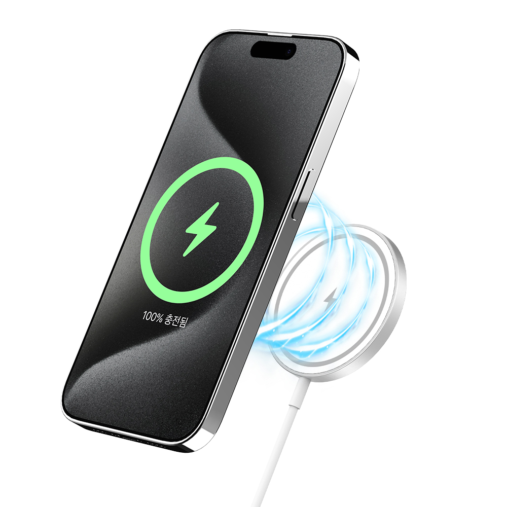 필 W25 Mag 15W 마그네틱 맥세이프 호환 고속 무선 충전기 패드 실버