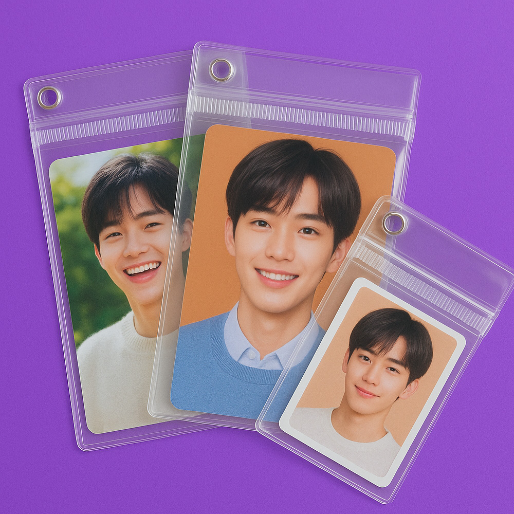 PVC 투명 구멍 지퍼백 포카 파츠 악세사리 파우치 탑로더