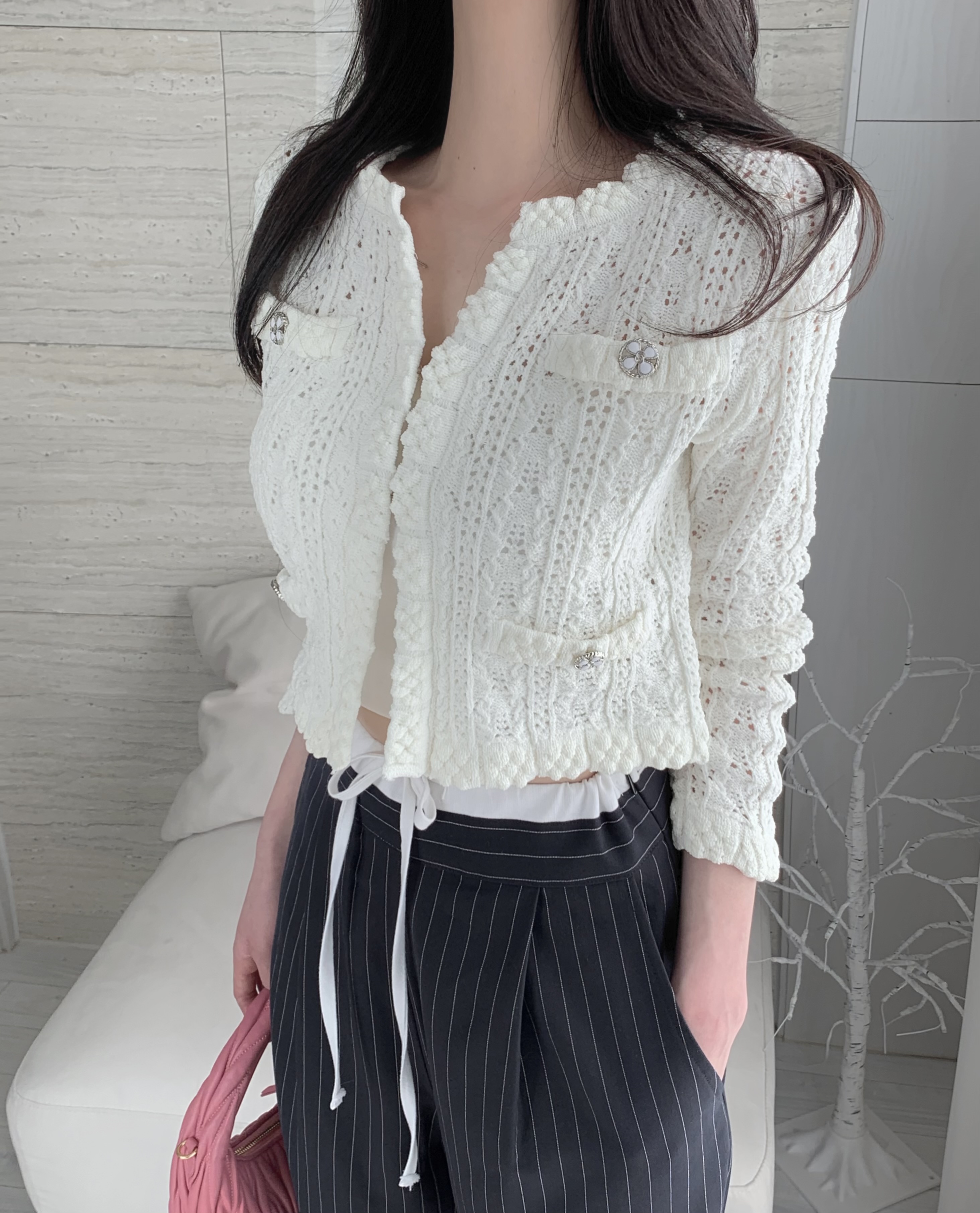(평균배송4-7일)*주문폭주* 비엔나 쥬얼리단추 펀칭 여름가디건 여름니트 트위드가디건 [소재 고퀄리티] 상세 이미지 8