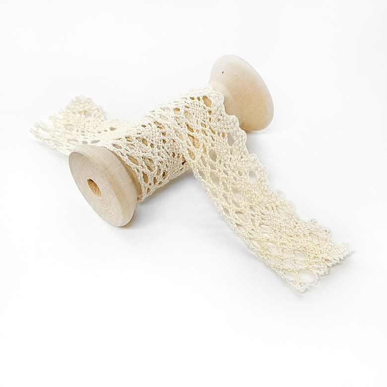 (대용량 10마) 2.7cm 토숀레이스 면레이스 장식레이스 스칼랩 레이스 (900cm) - 상품 이미지