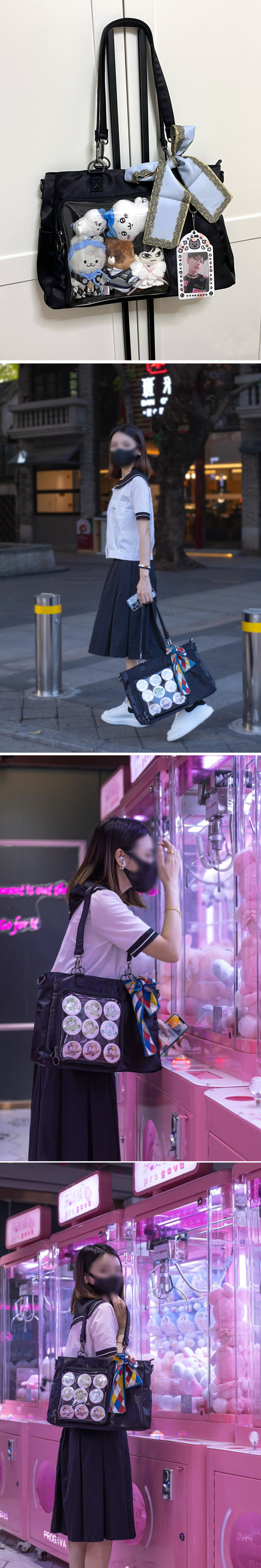 K-pop Ita Bag with 7 D-rings for photocards and keychain charms