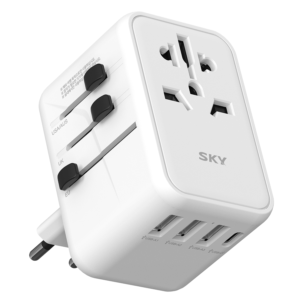 필 45W PD 여행용 어댑터 올인원 해외 멀티플러그 4포트 어댑터 충전기 화이트