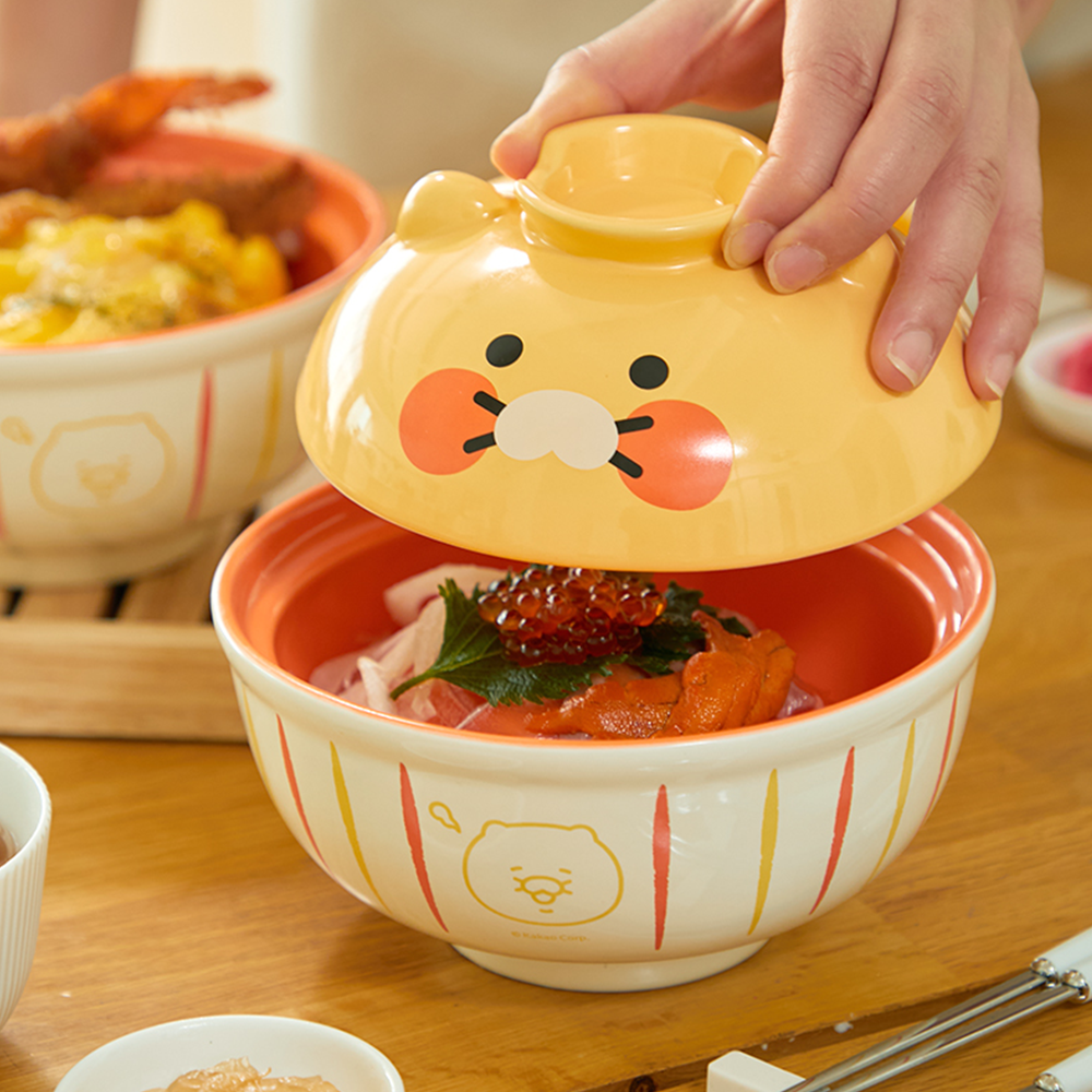 춘식이 덮밥 그릇 뚜껑 세트 라면 우동 캐릭터 식기 카카오 프렌즈 굿즈 - 메인 이미지