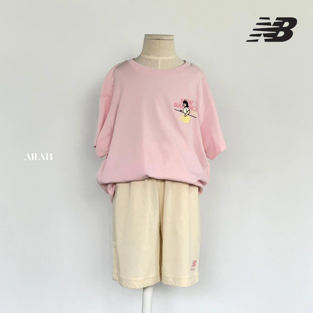 [오늘출발] 뉴발란스 키즈 여름 시원한 반팔 상하복 세트 핑크, 140