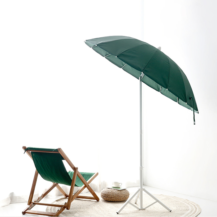 INSIA 파라솔 다크그린 + 캠폴 야외 접이식테이블 4인세트 의자일체형