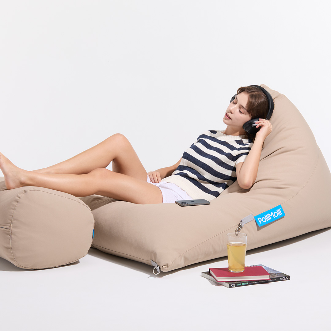 폴리몰리 빈백소파 1인용 대형 701P 실내외 겸용 좌식 쇼파 쿠션, 풋스툴세트 (메시속커버, 목베개 선택안함)