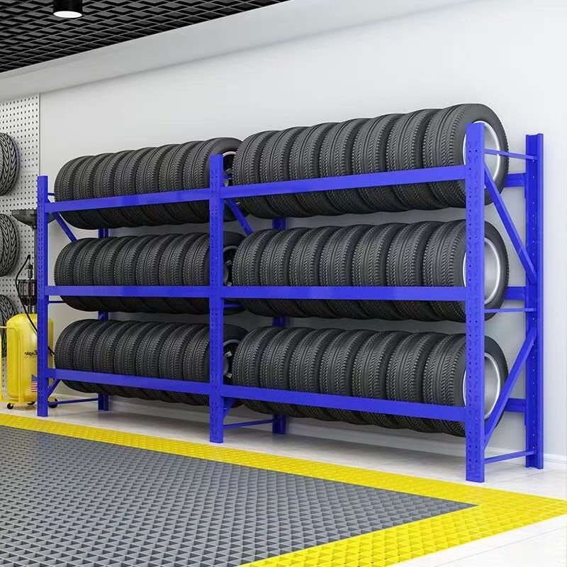 중량 차량용 수납 선반 타이어 전시대 4단 다용도 수납장 파란색 메인랙 120x40x200 25KG 1개 - 상세 이미지 3
