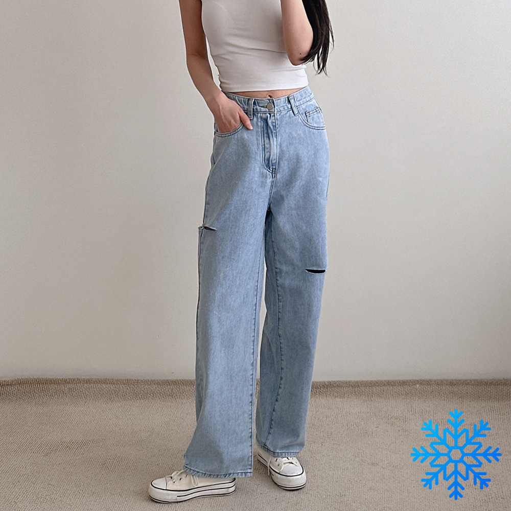여성 여름 청바지 와이드 찢청 하이웨스트 키작녀 빅사이즈