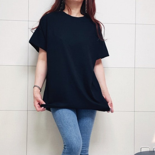 (국산면원단/국내자체생산) T1047 NEW 무지 슬라브 박스 반팔 티셔츠 20대30대여성의류 이미지 6