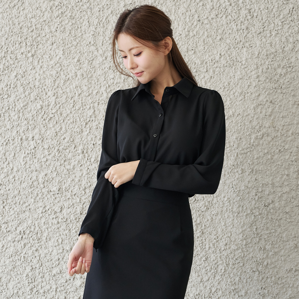 기본블라우스 카라블라우스 셔츠 [퍼프] - 상세 이미지 3