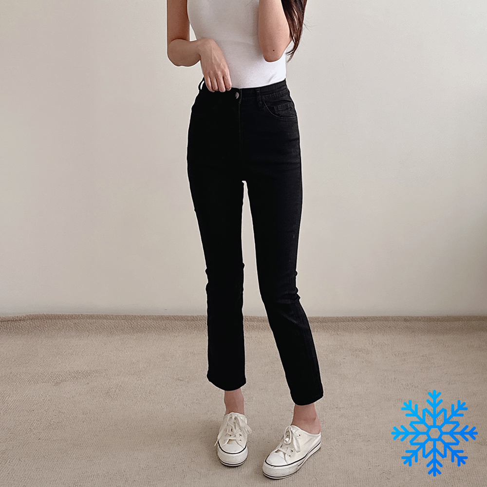 여성 여름 청바지 일자 블랙진 하이웨스트 허리 밴딩 스판 키작녀 빅사이즈