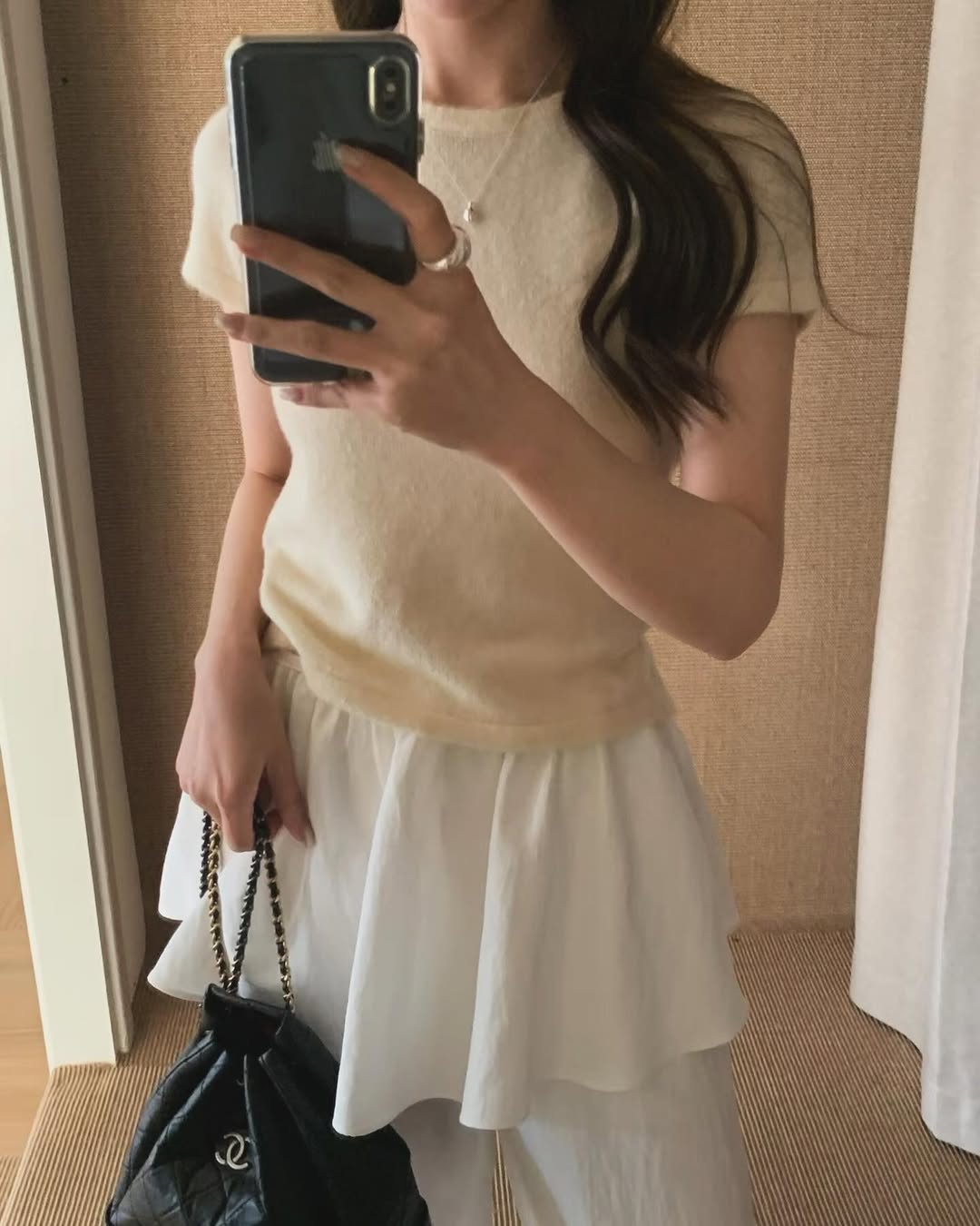 오버무드 여성 기본 뮤트 반팔 사계절 라운드 이너 심플 데일리 반팔 니트티 6color - 상세 이미지 2
