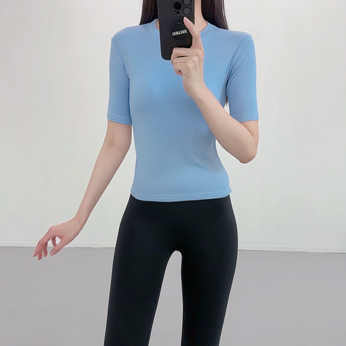 필라테스복 여성 요가복 필라테스복장 필라테스상의 애슬레저 반팔 요가옷 - 상세 이미지 2