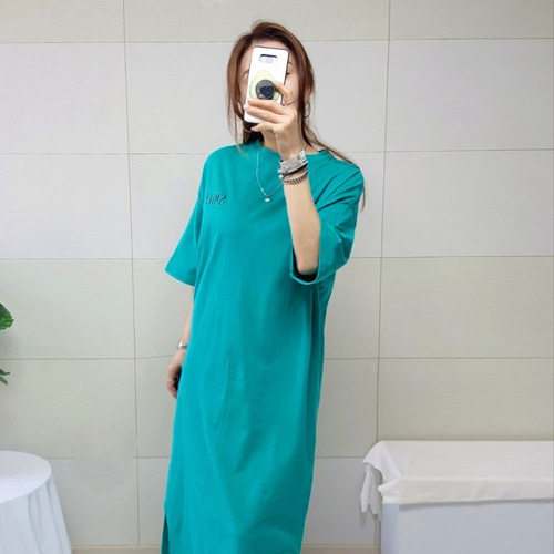 (국산면원단/국내자체생산) ON3007 뷰티풀 스마일 양트임 면 박스 롱 원피스 20대30대여성의류 - 상세 이미지 5