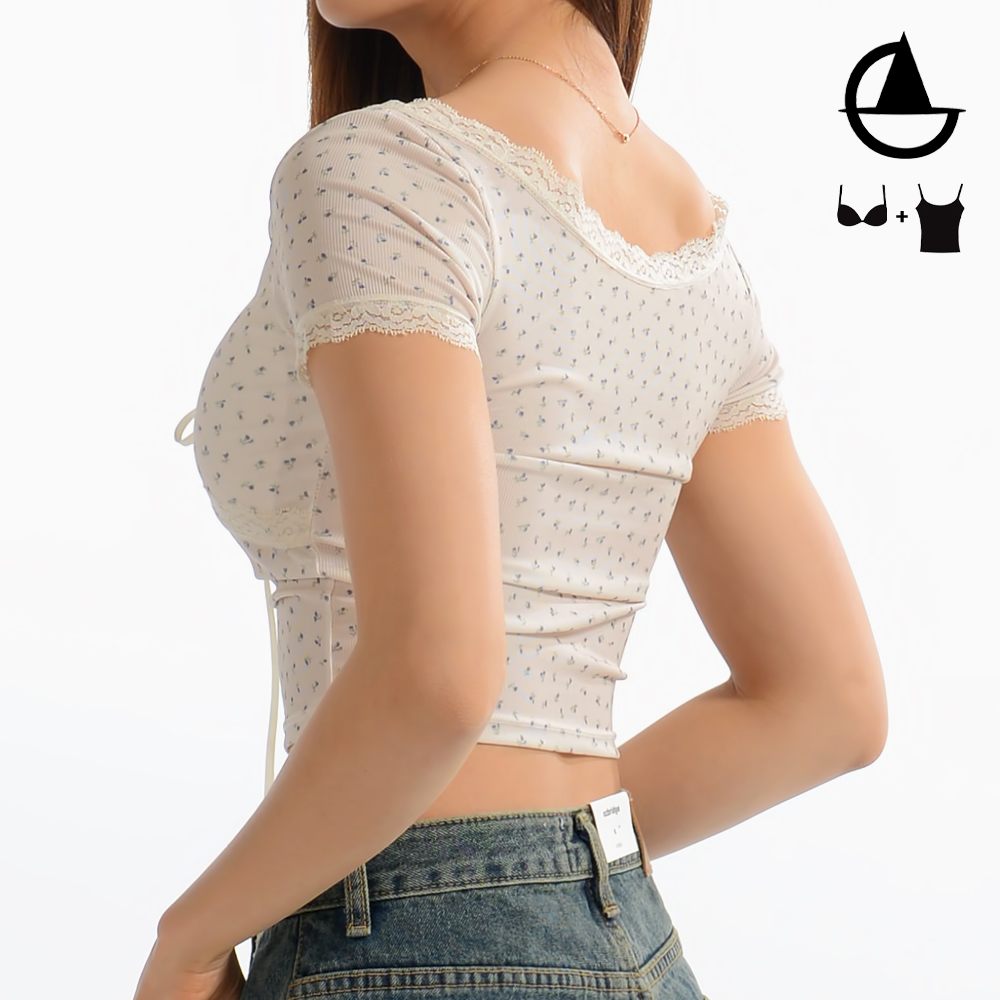 그리니치 인패드 미니플라워 인패드 크롭티 브라탑 요가복 rs7082 이미지 8
