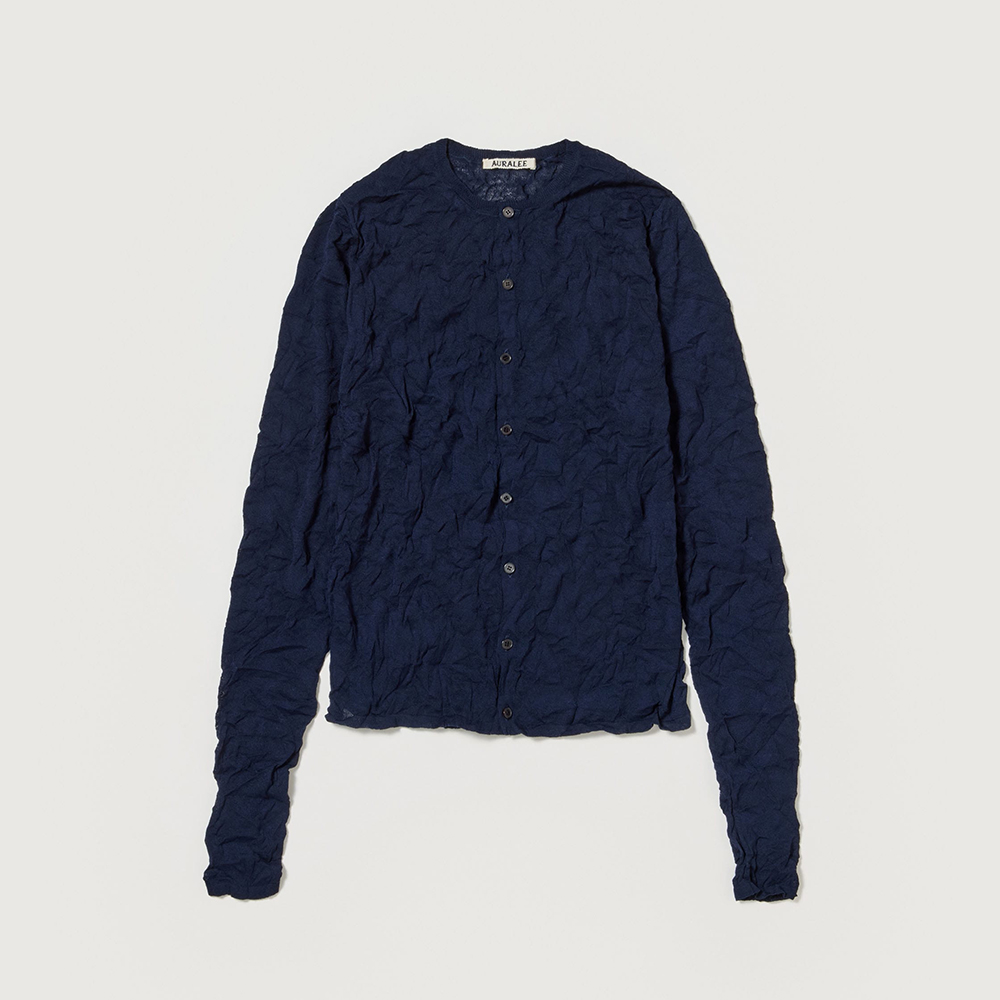 오라리 우먼즈 가디건 WRINKLED WOOL POLYESTER HIGH GAUGE KNIT CREW NECK CARDIGAN 25SS - 상세 이미지 2