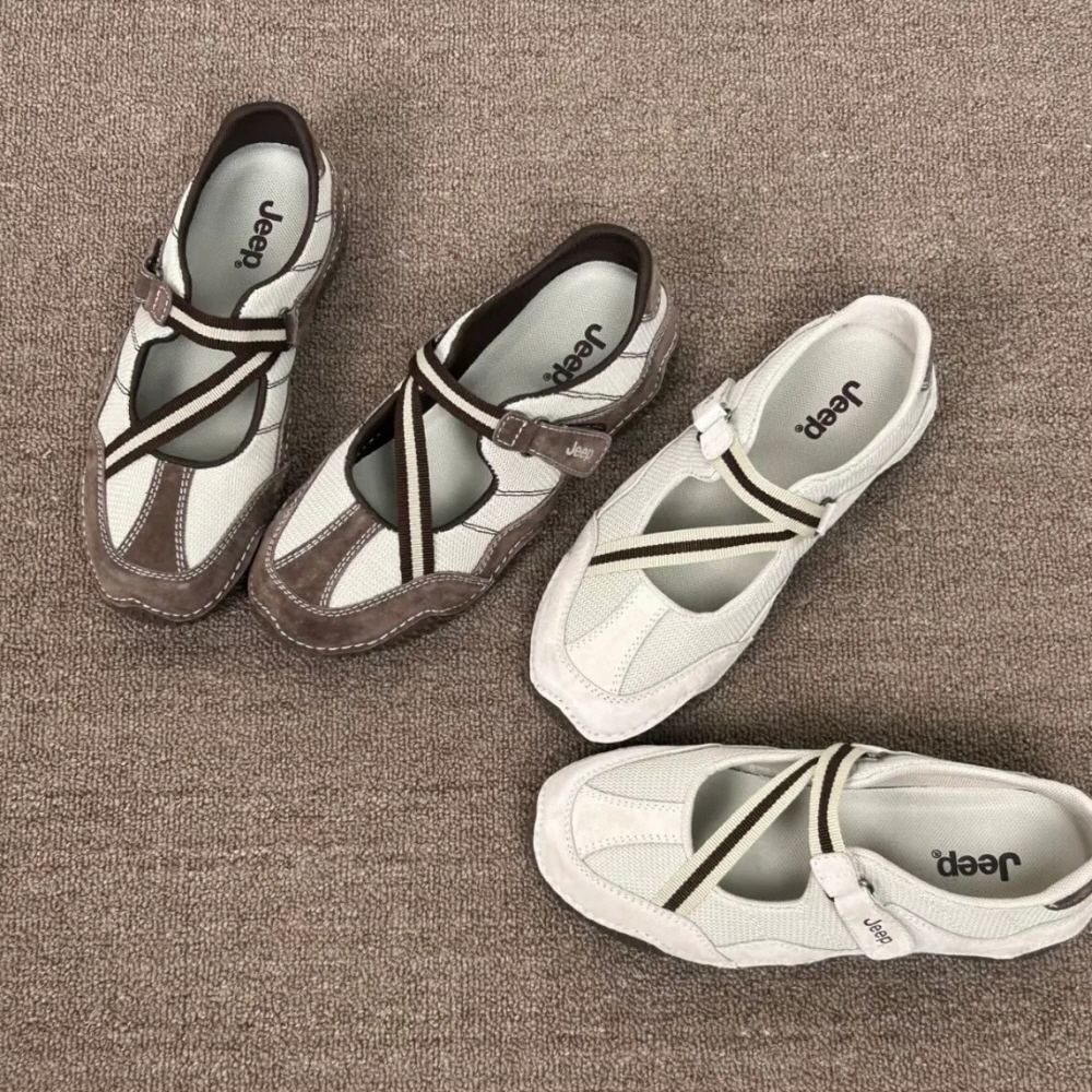 지프 JEEP 메리제인 여성 스트랩 샌들 베이지 브라운