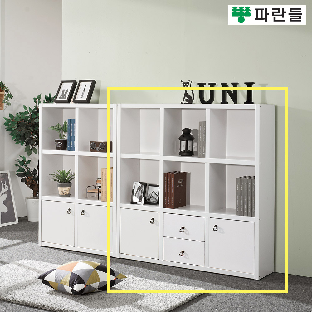 파란들가구 33T 1200 도어 3단책장 거실책장 수납장식장 - 메인 이미지